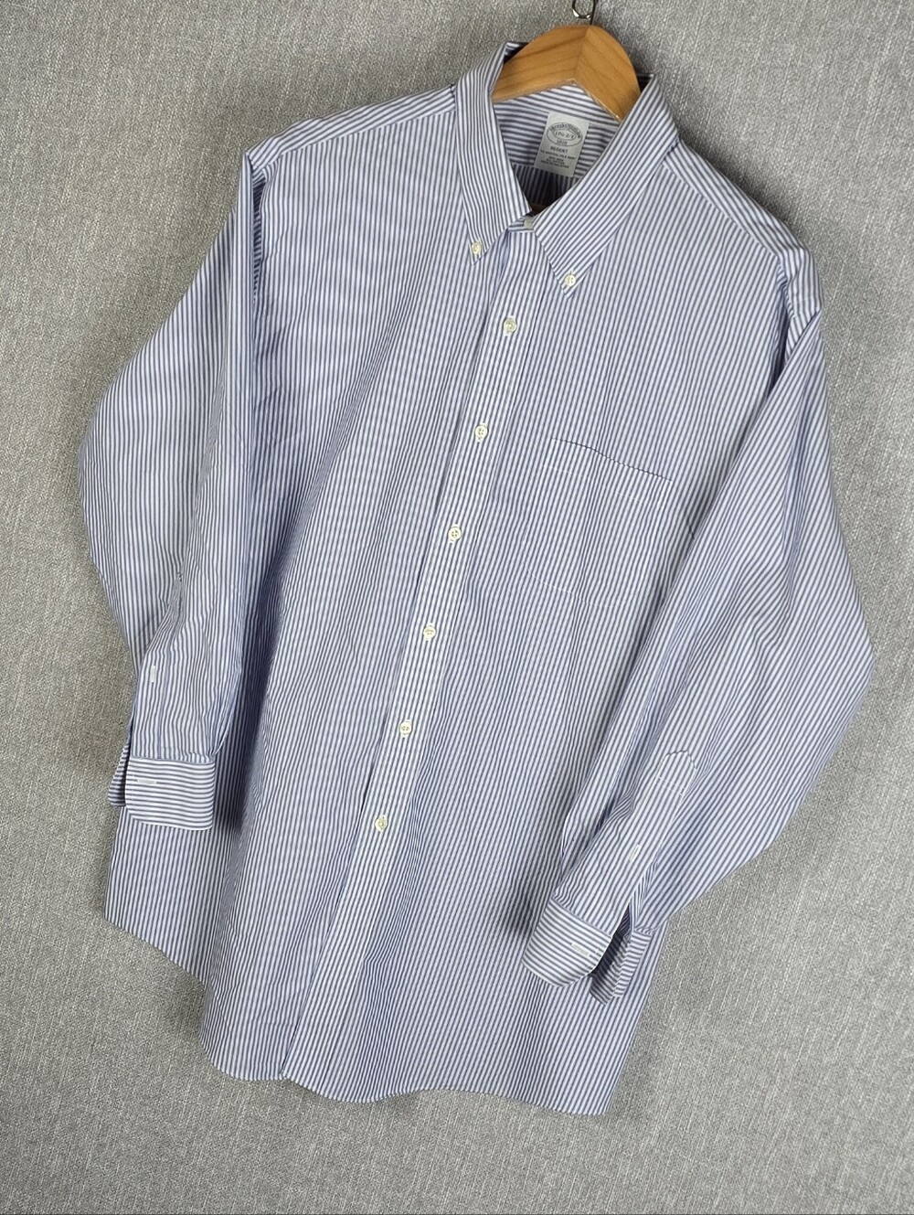 Brooks Brothers 1818 Regent Button Down Dress Shirt Blue/white Sz 17 1/2 - 2-3